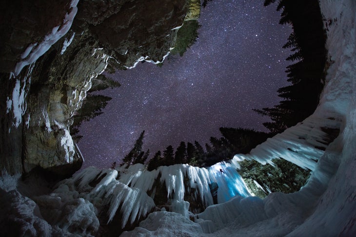 JohnstonCanyon.jpg John Price on Central Pillar Johnston Canyon
