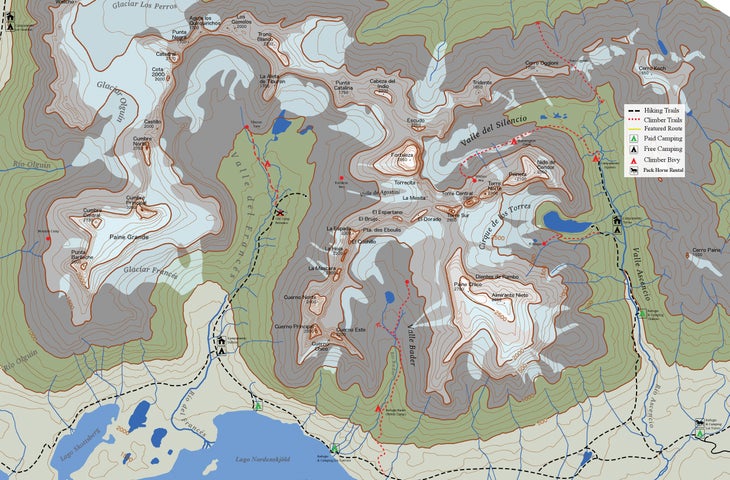 MAP FOR CLIMBING 2.jpg Torres del Paine climbing topo map