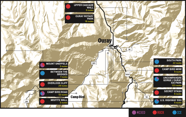 OurayColoradoMap.png Ouray Colorado Ice Climbing Map