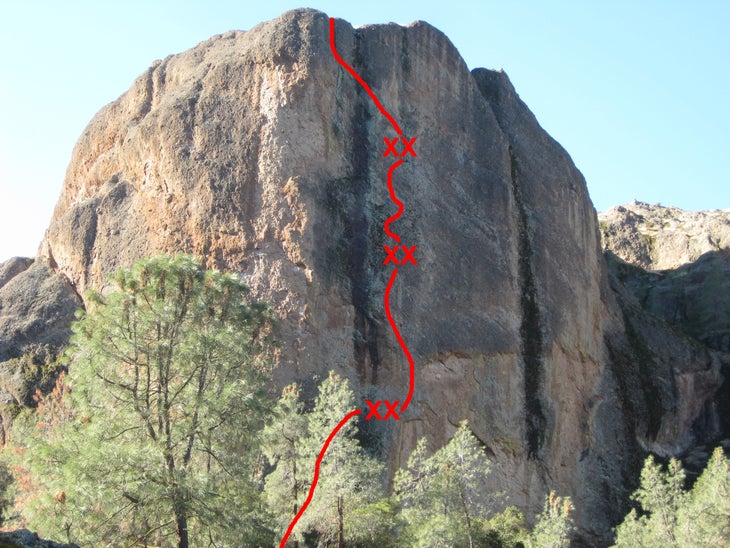 ResurrectionRoute.jpg Resurrection Wall Pinnacles Topo