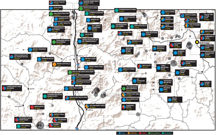 NorthConwayMap.jpg North Conway New Hampshire Rock climbing Map