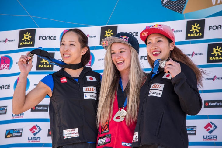 21 IFSC Vail Bouldering World Cup 2017 Podium Womens