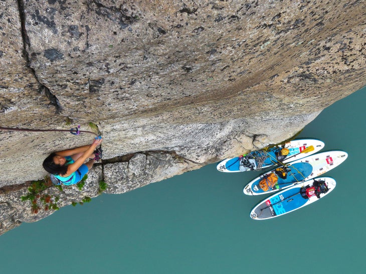 Caroline Jung exploring one of the many fine cracks out in the Howe Sound of Squamish None