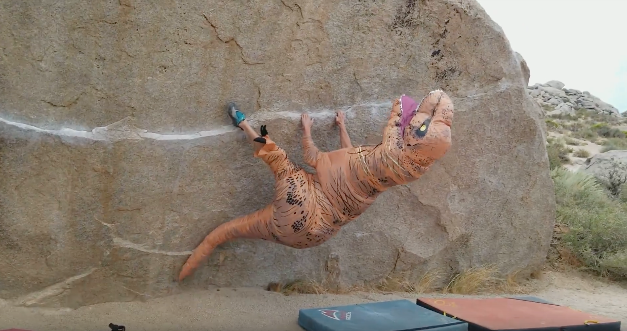"Iron Man Bishop Buttermilks Bouldering T-Rex Rock Climbing"