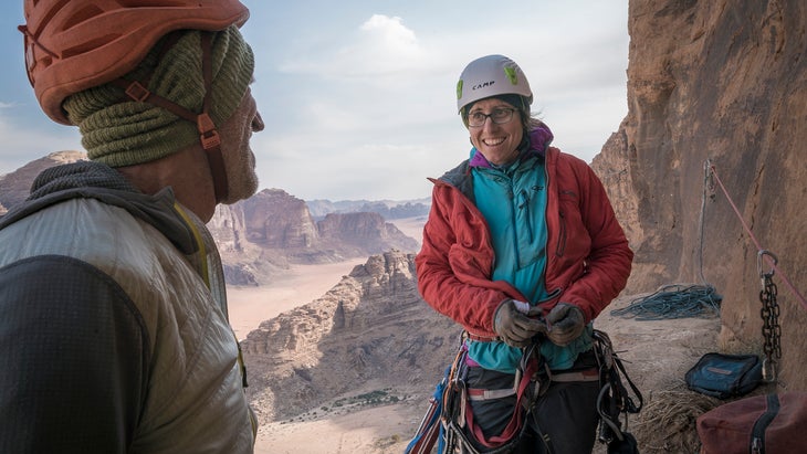 Henna Taylor_ Wadi Rum Jordan_ 1-17_DSC00888 (1) Madaleine Sorkin climbing in Jordan