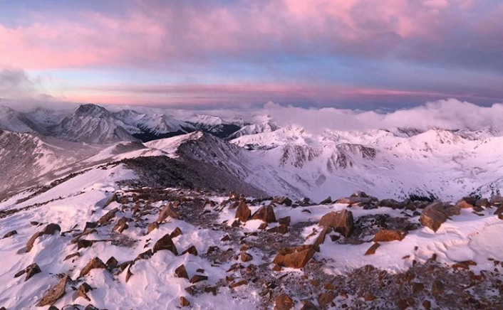 Snolan's sunrise Andrew Hamilton Colorado Winter 14er Speed Record