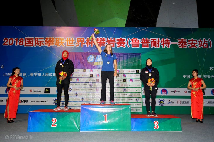27211611757_ce3d8b1166_o IFSC World Cup Tai'an Speed Climbing Competition Podium 2018 Anouck Jaubert