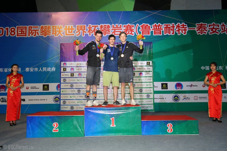 40274437770_cabdd2a312_o IFSC World Cup Tai'an Speed Bouldering Competition Podium 2018 Alex Khazanov