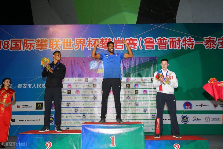 41181581755_70b340367e_o IFSC World Cup Tai'an Speed Climbing Competition Podium 2018 Bassa Mawem