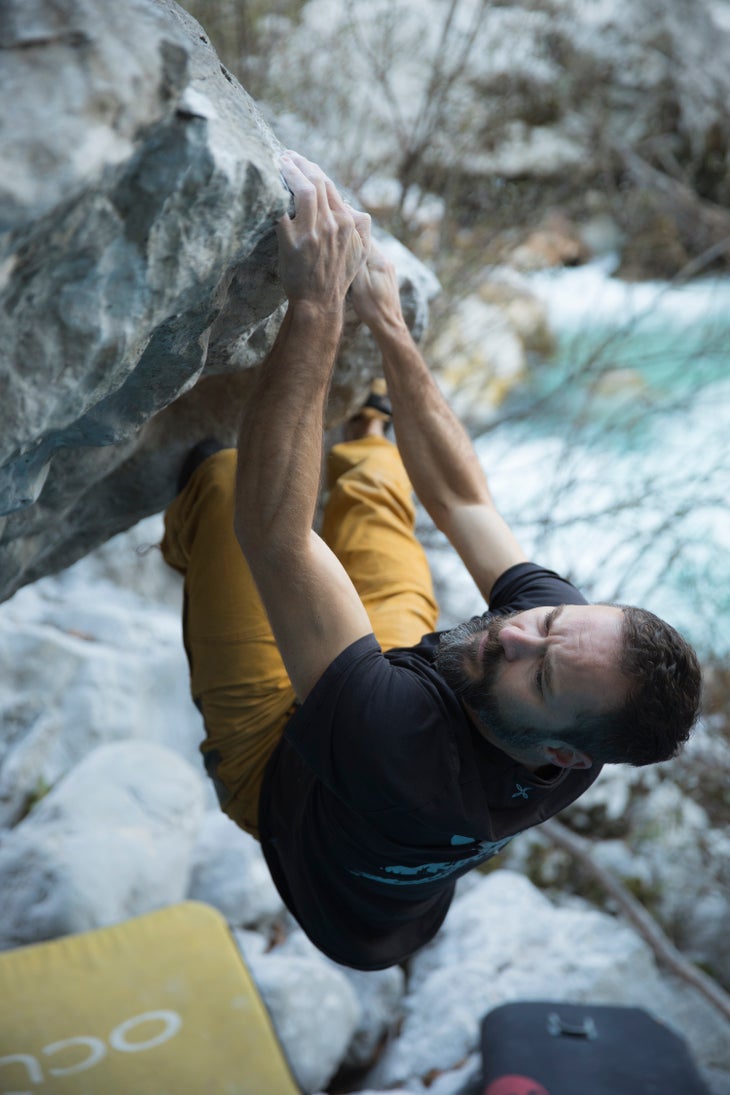 burr110117_235 Marko Bratina Sršen Soča River Valley Julian alps Slovenia Bouldering Rock Climbing lip