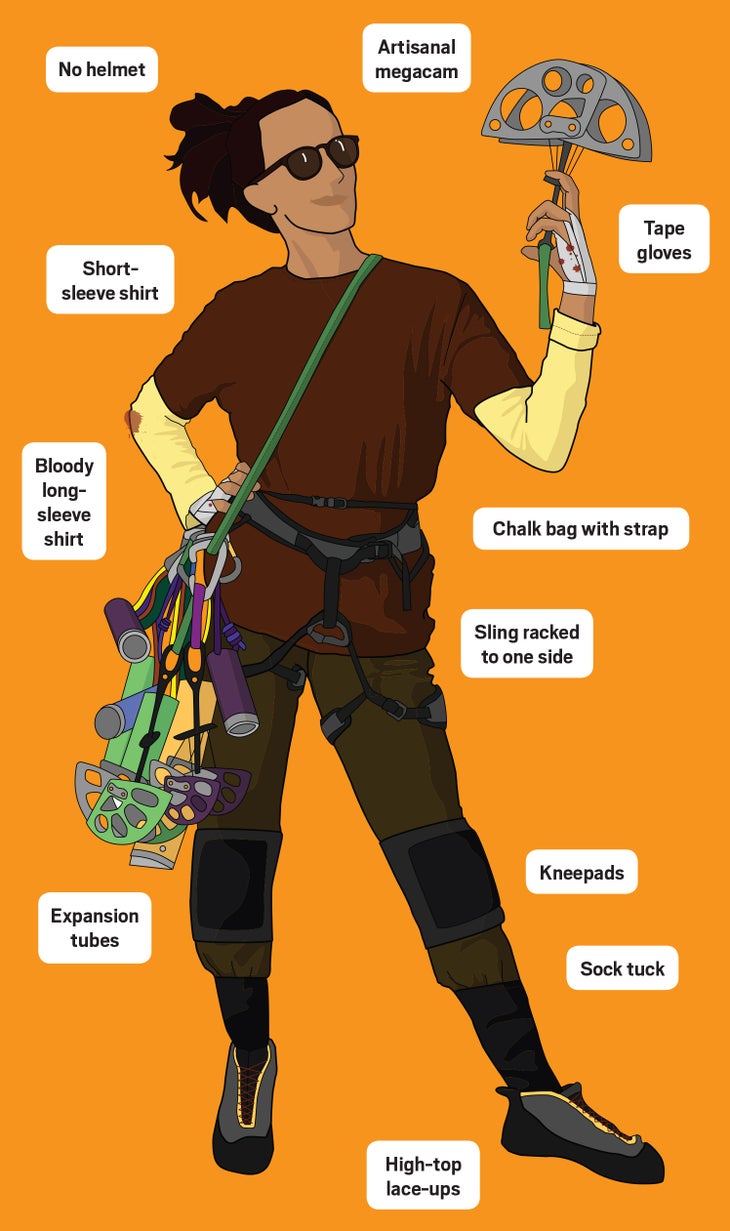 CragsterOffWeb Cragsters The Offwidthionado offwidth rock climbing funny illustration