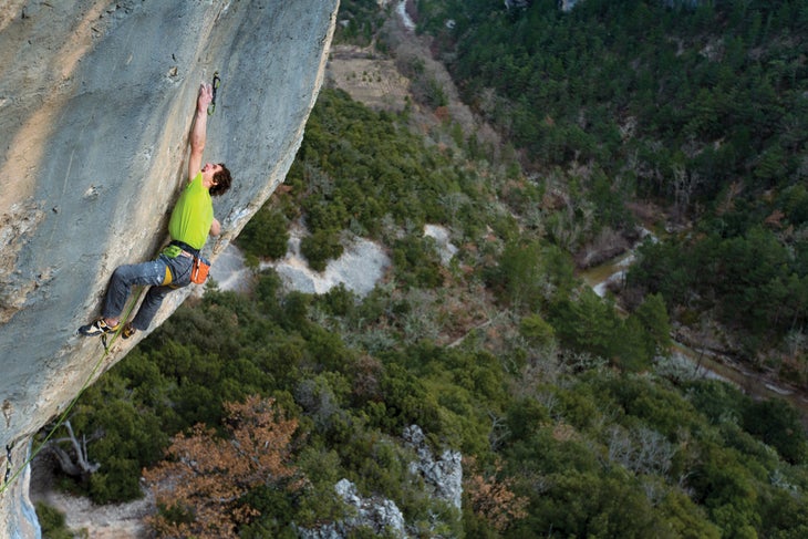 _MG_3929-3_gn Adam Ondra giving it his all to flash Supercrackinette (5.15a), France.