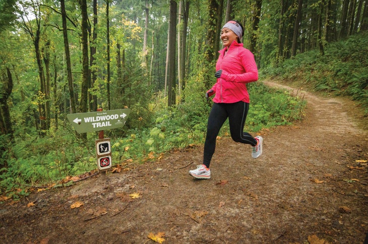 Trail Running 1_gn-web urban forest reserve Portland Theresa Silverya jogs Wildwood Trail Oregon