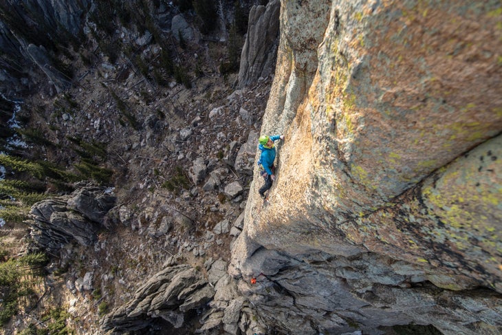 DSC00124_gn Chris Hirsch crux, second pitch Yellow Wall 5.12a Needles South Dakota rock climbing