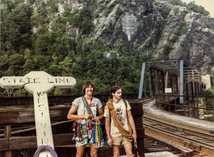 Maryland Heights - Ed Bollack and Rob Savoye after early ascent of the Sign circa 1979 - photo cred Rob Savoye Collection None
