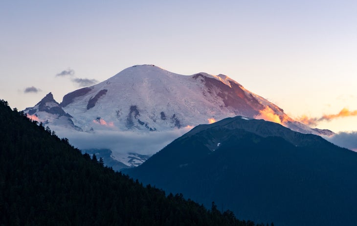chad-peltola-788121-unsplash Mount Rainier in the background in the alpenglow light.
