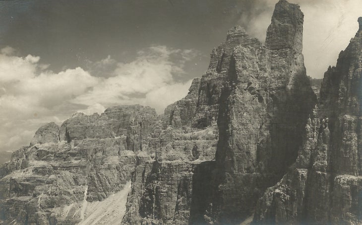 Campanile_Basso_from_the_south-east_where_the_Via_Fehrmann_leads_up_to_the_shoulder.(1924) None