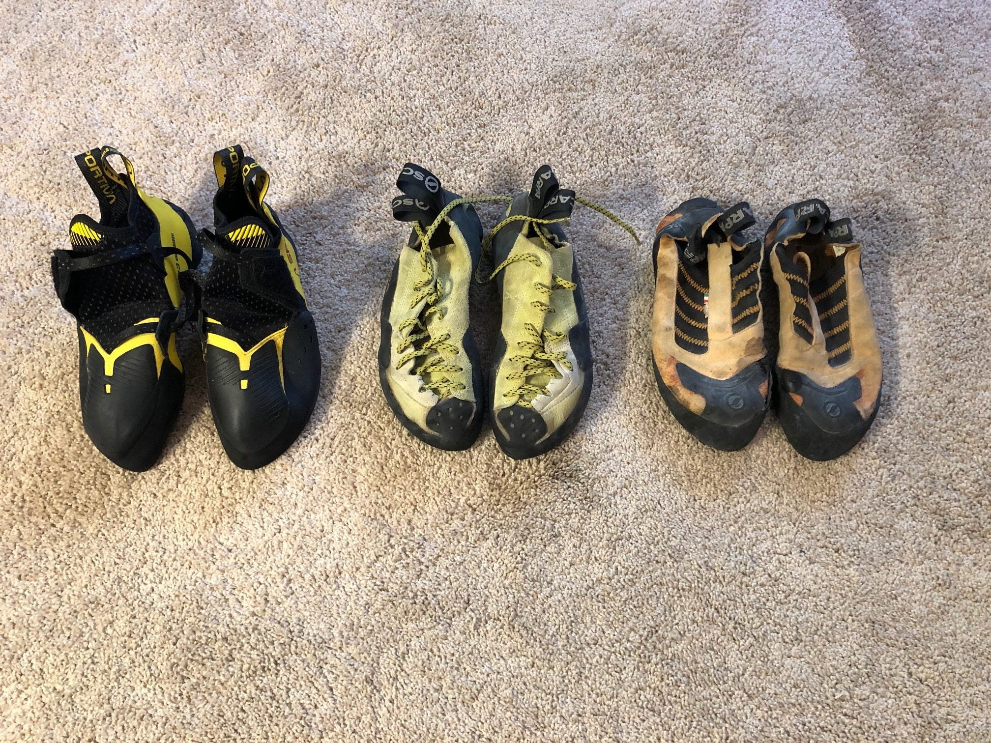 three pairs of shoes
