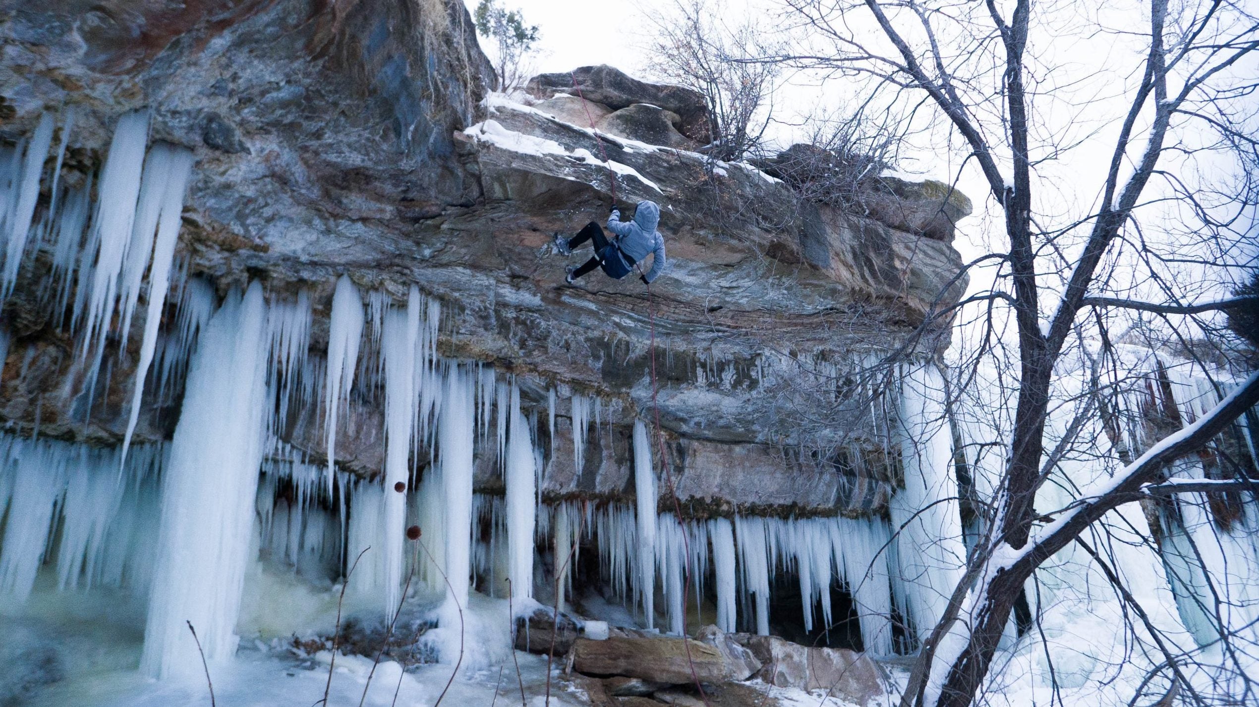 Never before and never again. Clara Beshear raps in to check out some ice climbing in Texas.