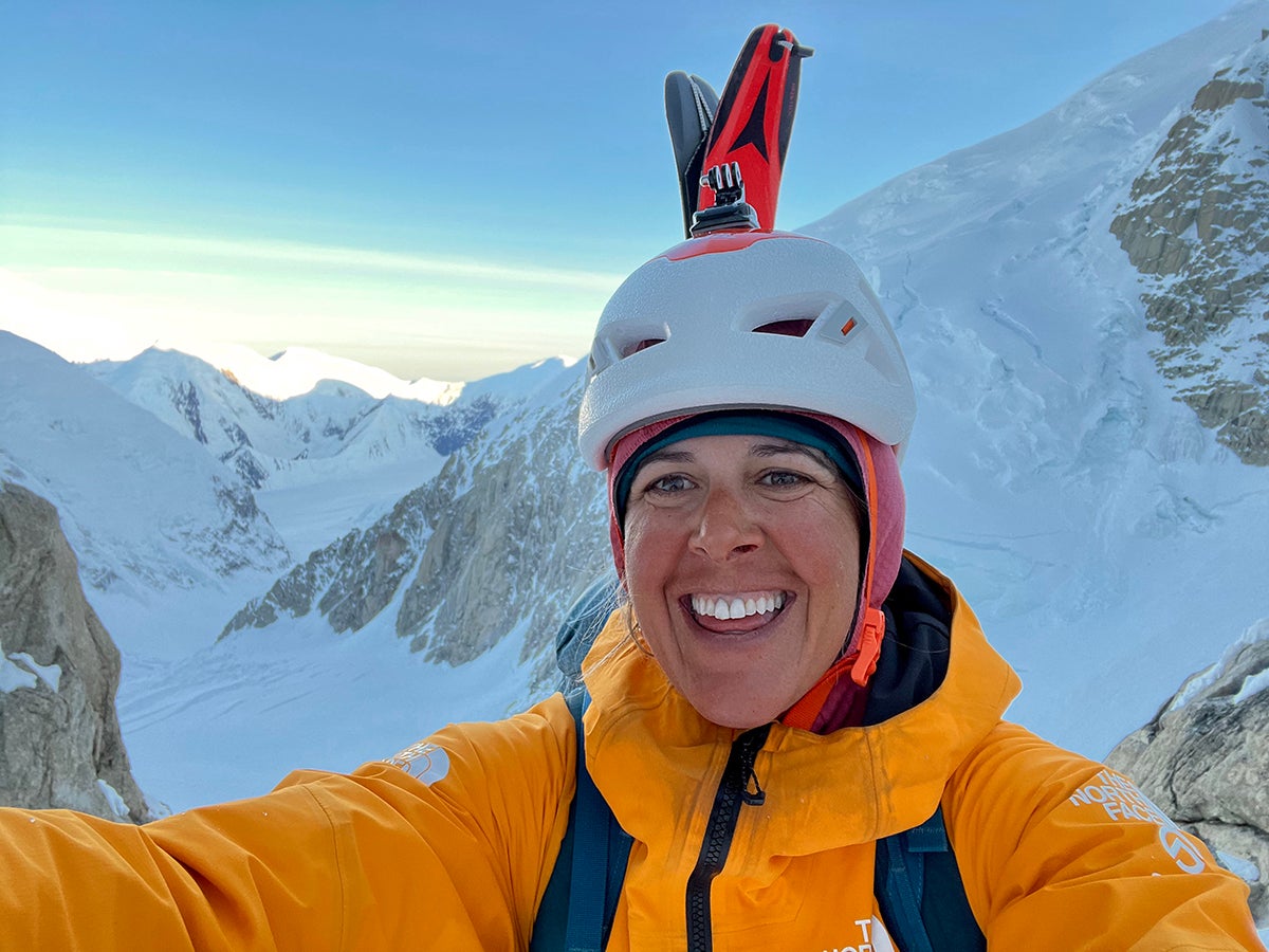Chantel Astorga during her blitz and first female solo ascent of the Cassin on Denali.