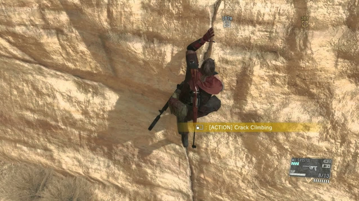 Crack climbing in The Phantom Pain video game