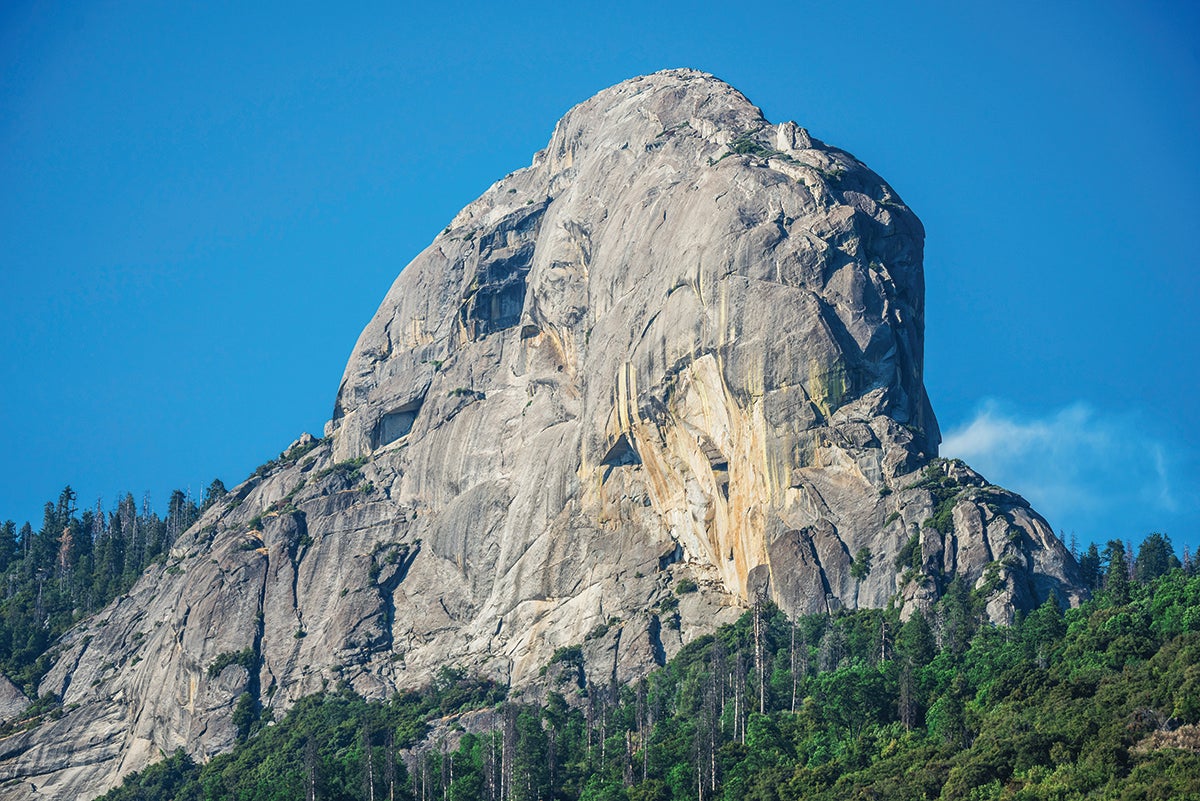 Moro Rock rises about 1,000 feet above the magnificant forest of Sequoia National Park.