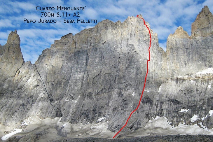 Contorno de la cara de la montaña.