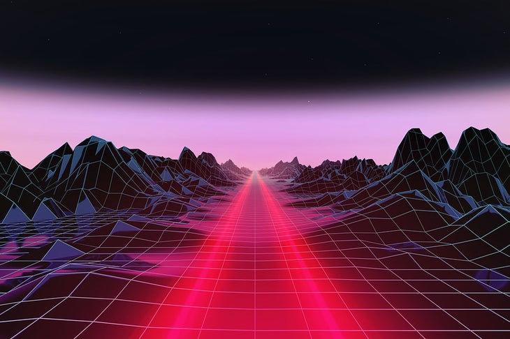 Digital mountainscape as artist's vision ofNFTs.