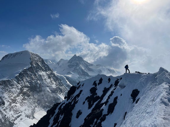On the summit of the Eiger.