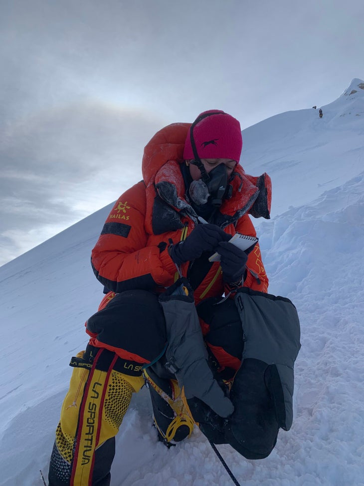 Some casual journaling just below Manaslu's summit?