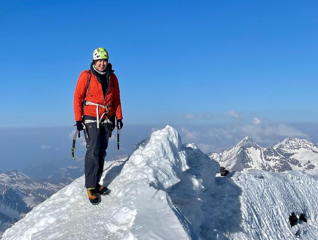 On the summit of the Eiger.