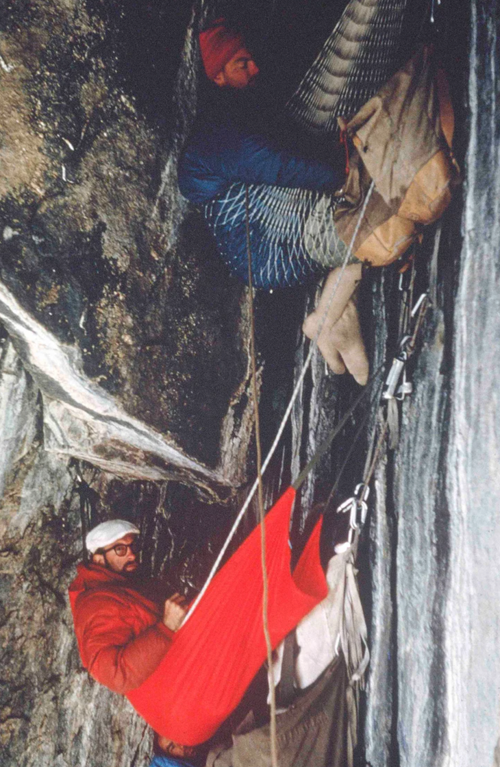 Climber Royal Robbins on the first ascent of the North Amercia wall on El Capitan, Yosemite.