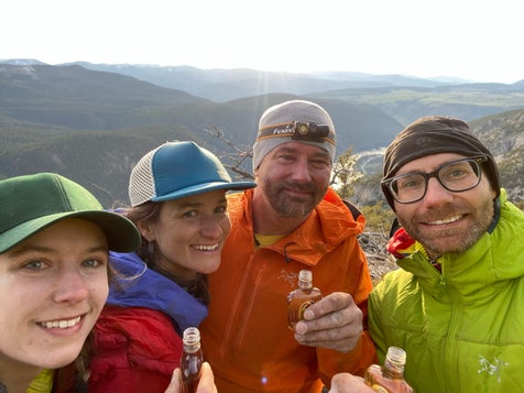 Group photo on the summit after establishing the longest sport climb in North America.