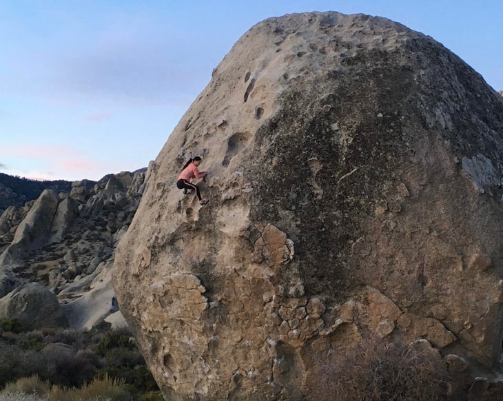woman on boulder