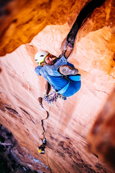 Climb an overwidth sandstone crack.