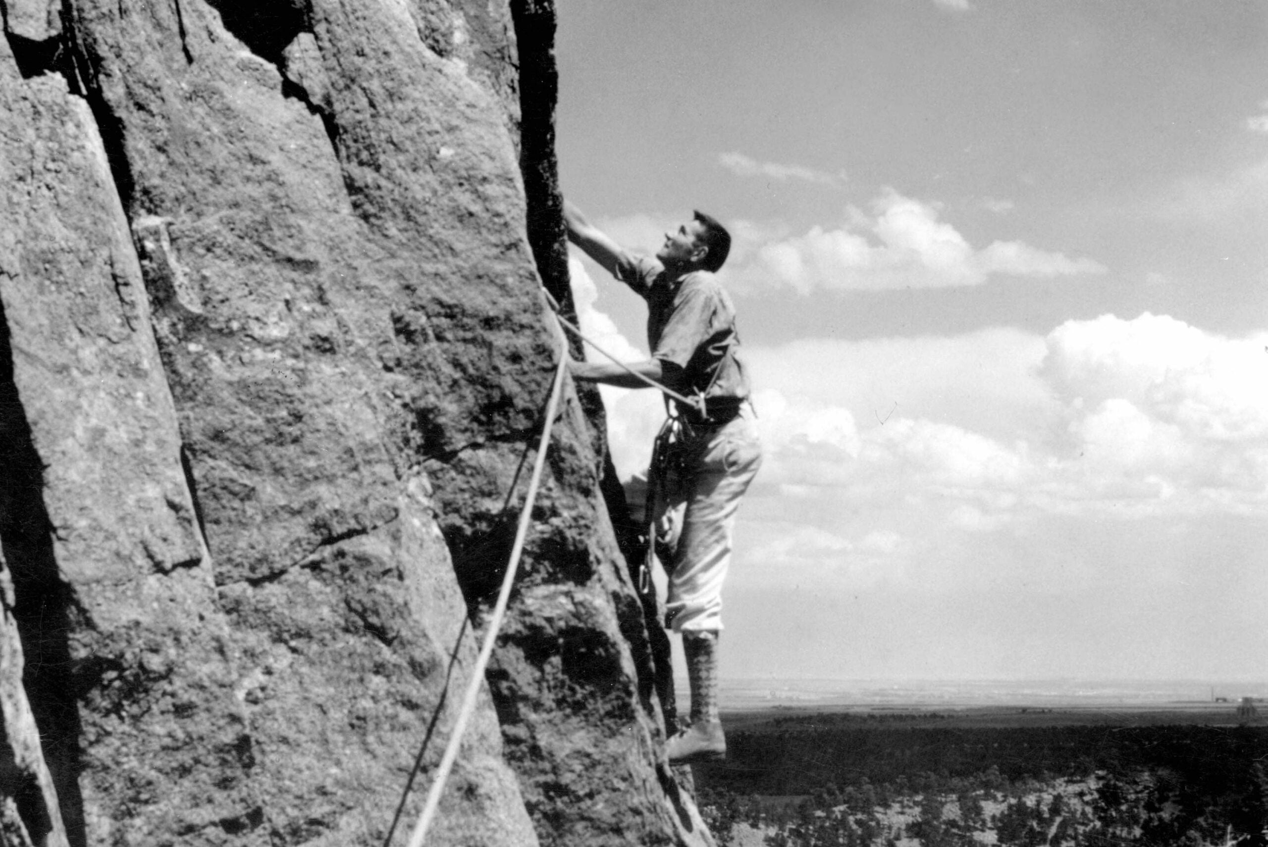 Layton Kor on the first ascent of Ruper (5.8, 6 pitches) in 1961.