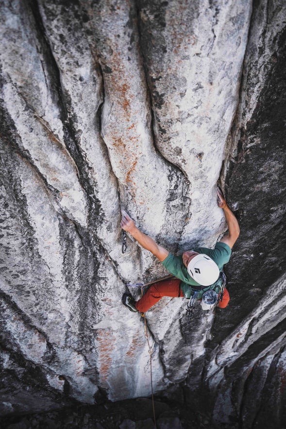 Connor Herson climbs Empath 5.14d on gear.