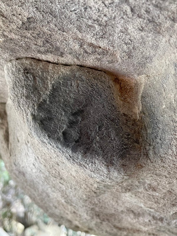 Chipped hold on Boulder in Utah