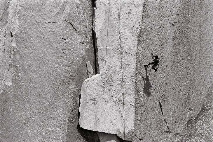 Climber on El Capitan, Yosemite, on Boot Flake.