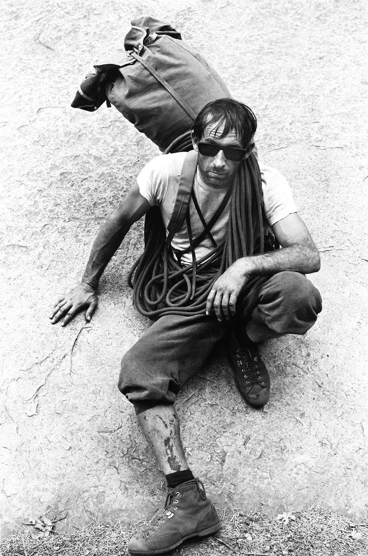 Royal Robbins descending Half Dome, Yosemite.