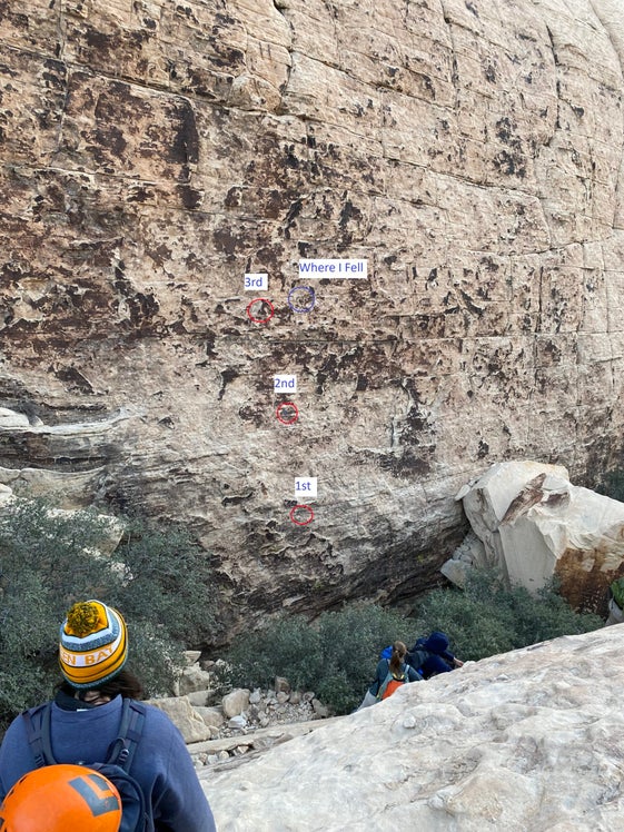 A route overlay of Spotted Eagle rock climb.