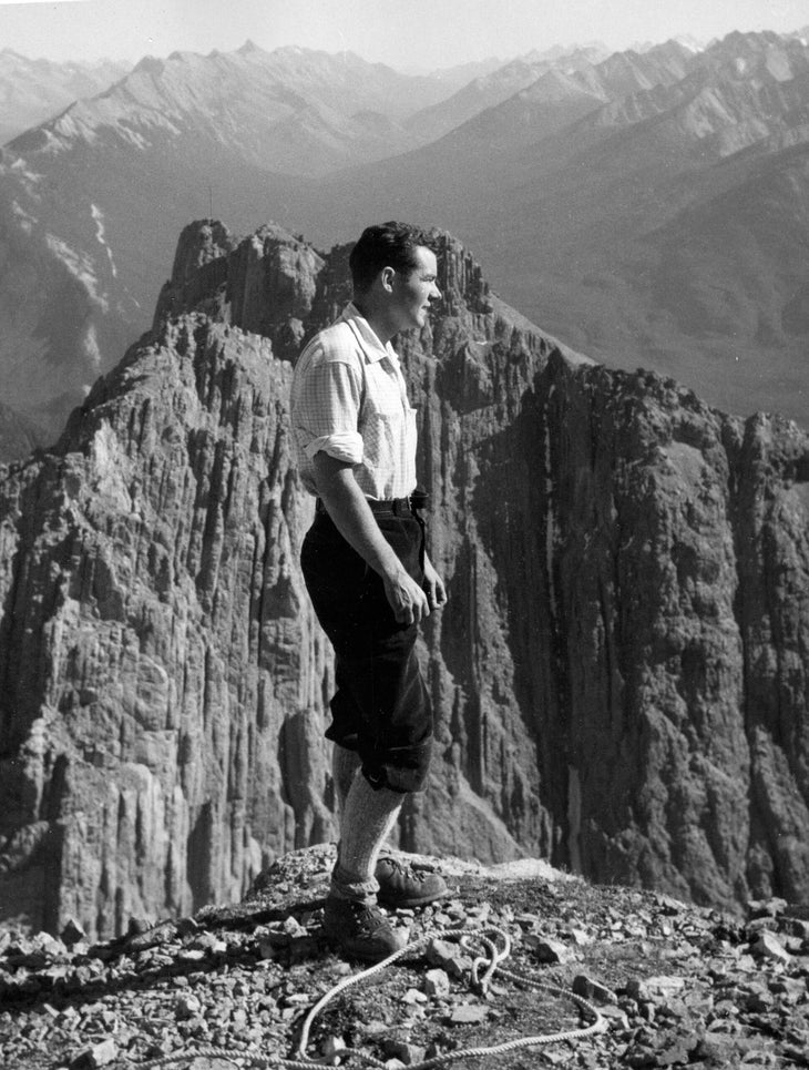 Glen on the summit of Alberta's Mt. Louis in 1960.
