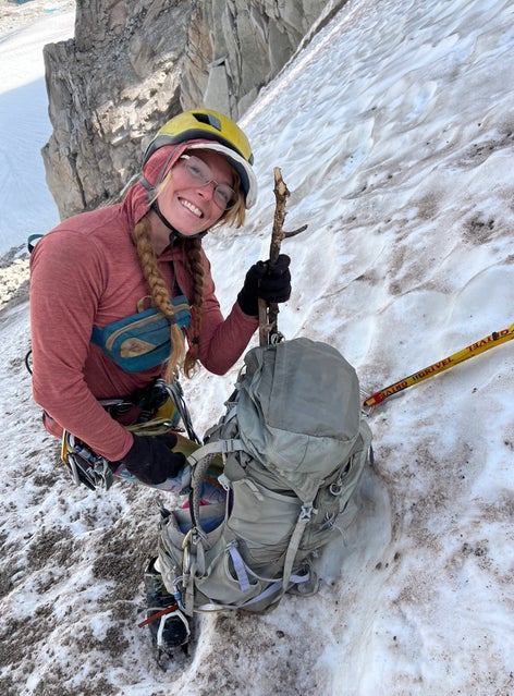 Cassy Doolittle hikes up a glacier.