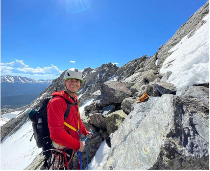 Rowan climbs in Colorado's Ten Mile Range. Ten Mile Range, Colorado.