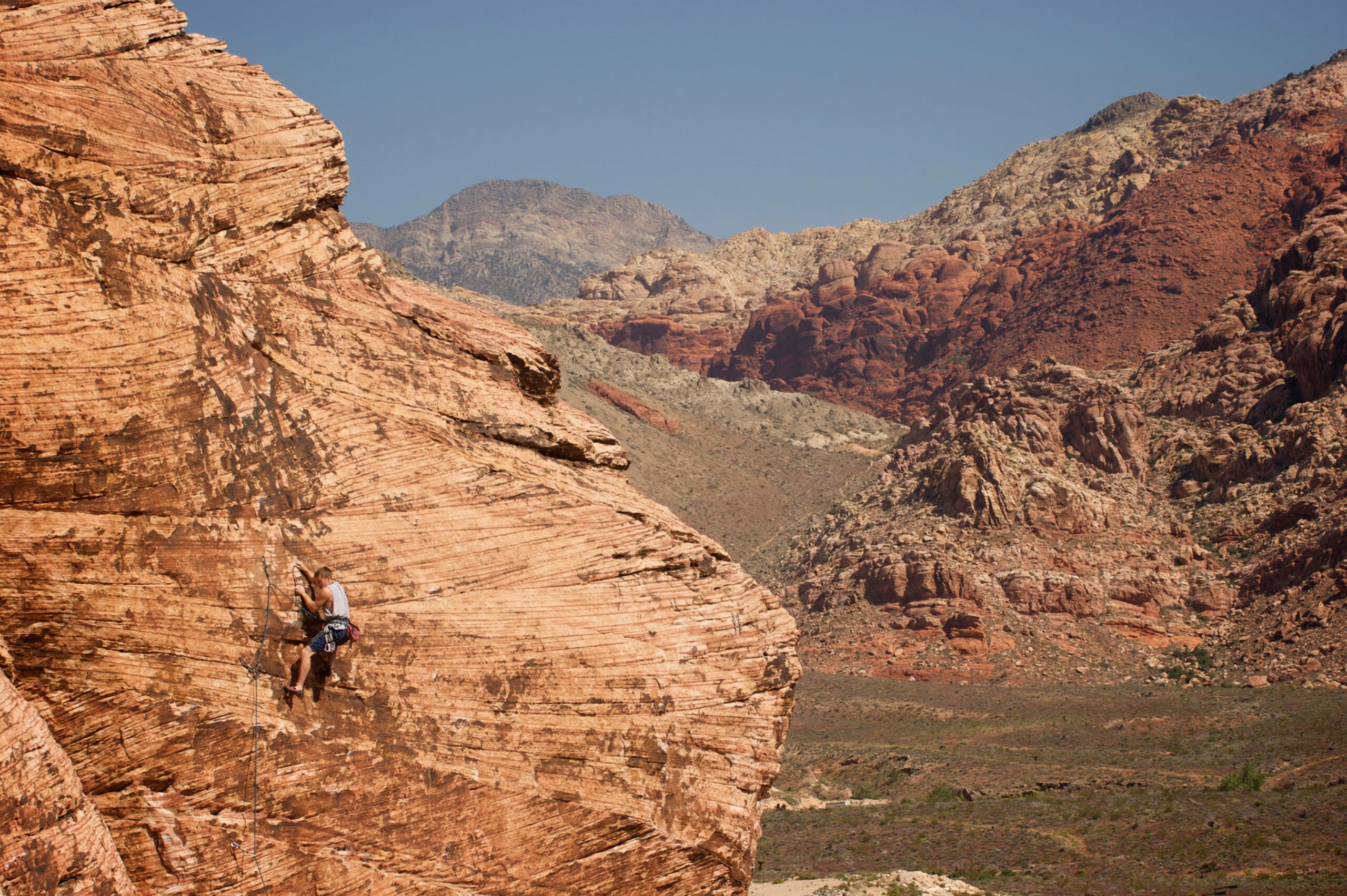 Climbing on the Cannibal Crag, at Calico Basin, Red Rock, Nevada