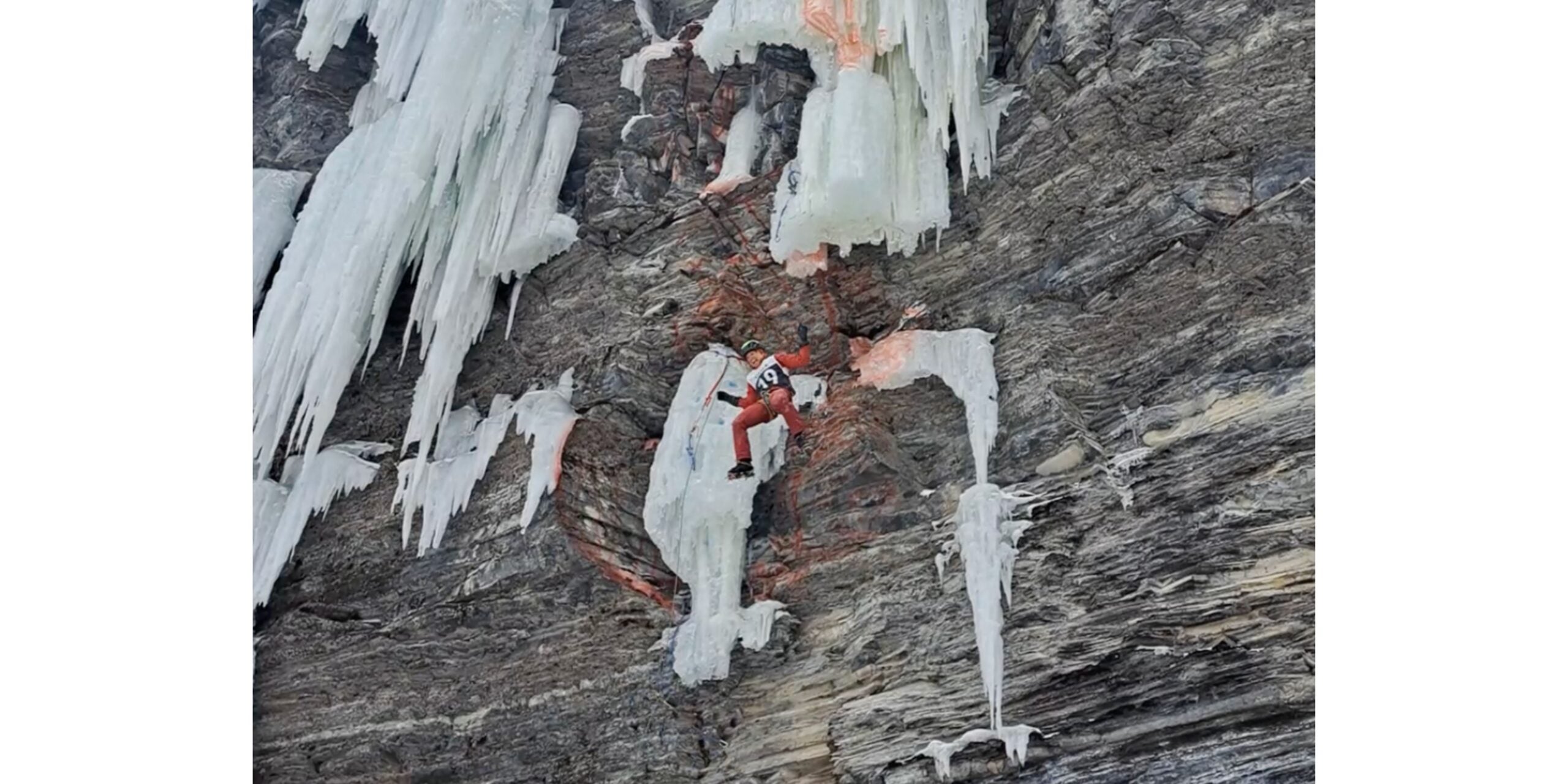 Ice climber falls off steep mixed route.
