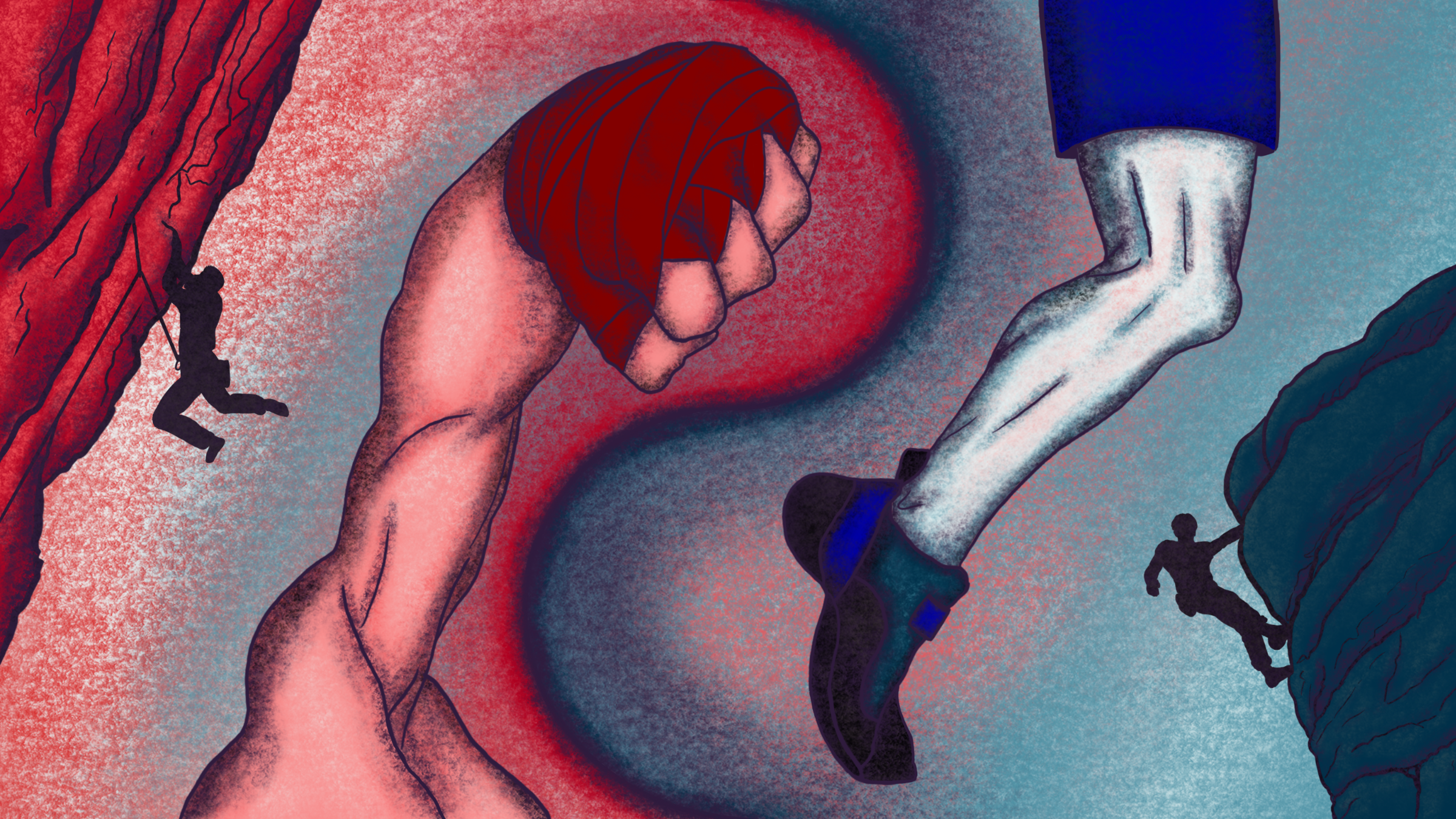 a drawing of a dancer and a fighter.- how to climb better