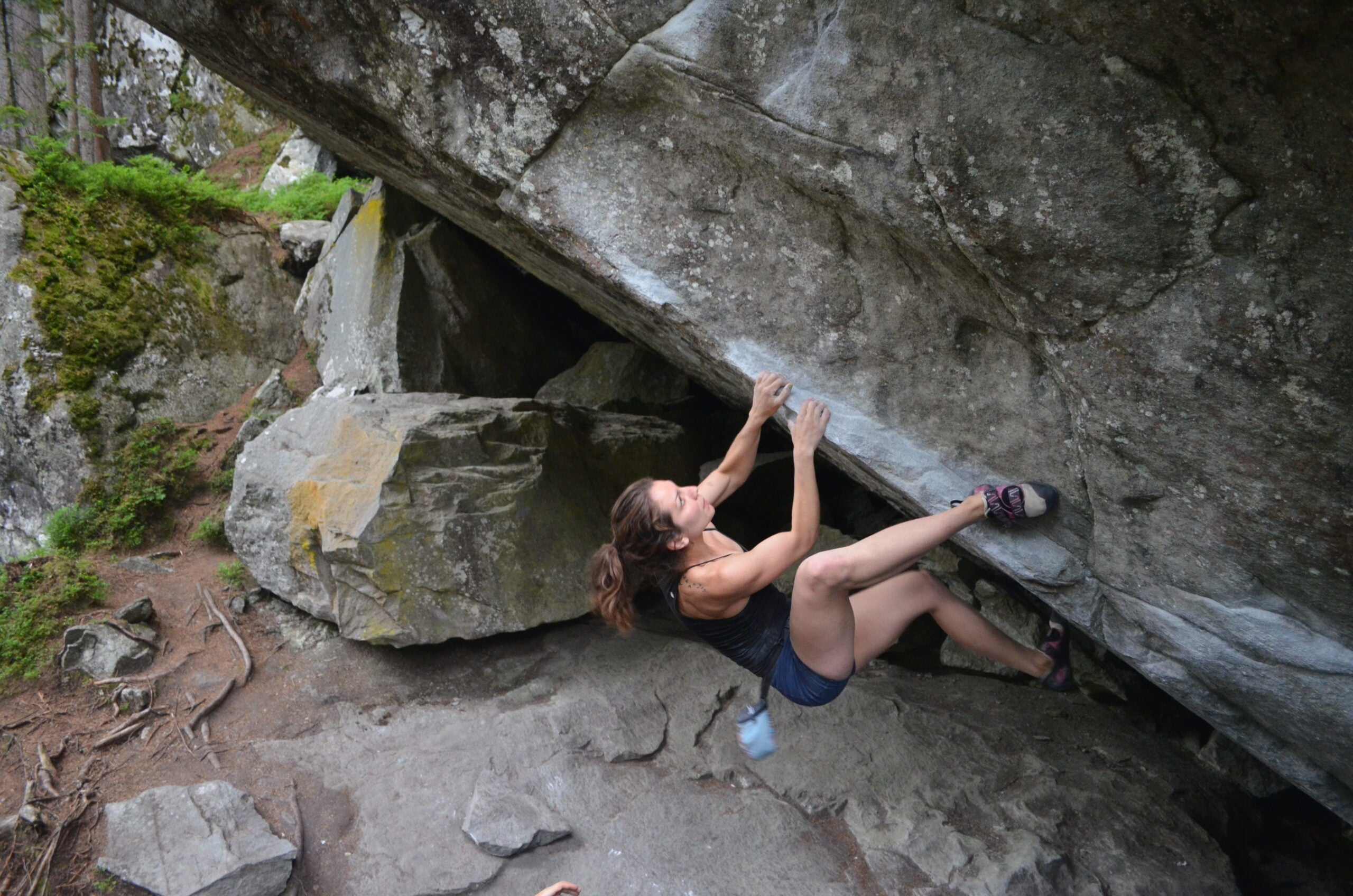 girls only climbing trip: a woman bouldering