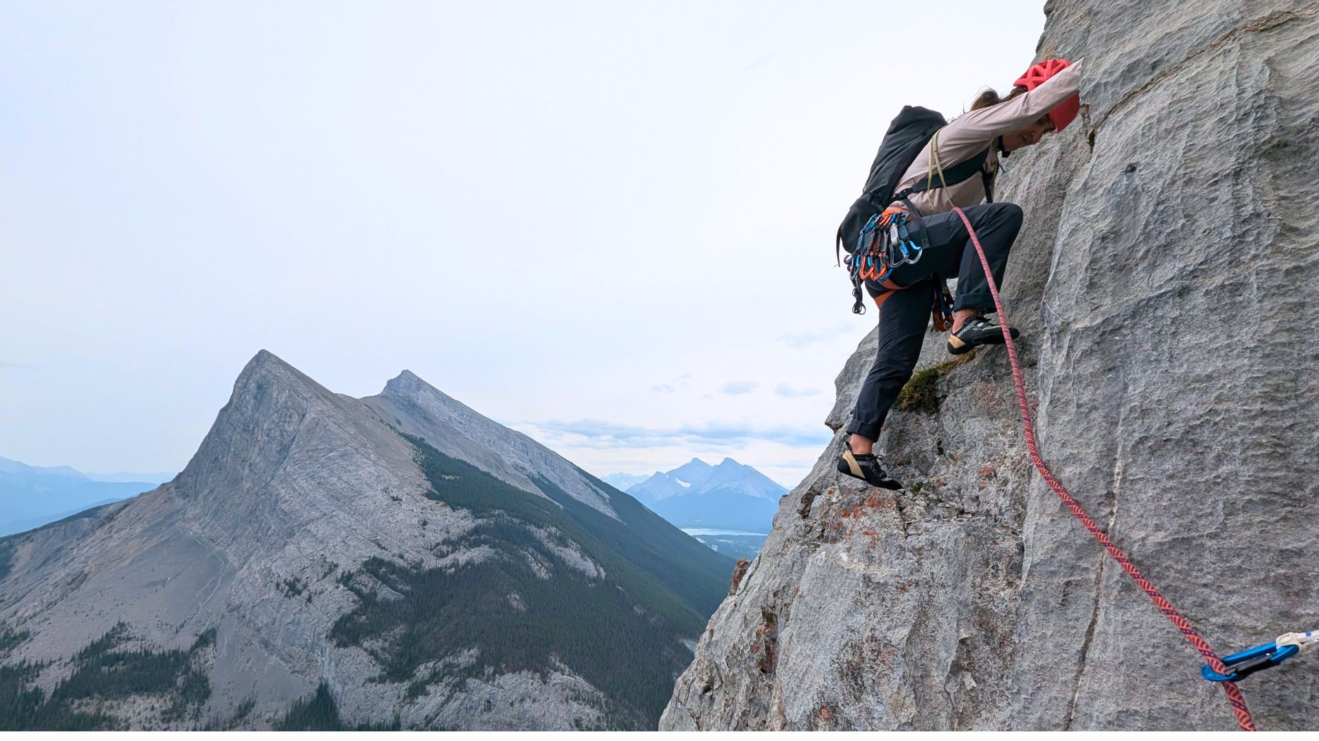 Testing the best climbing backpacks on a mountain in Canada.
